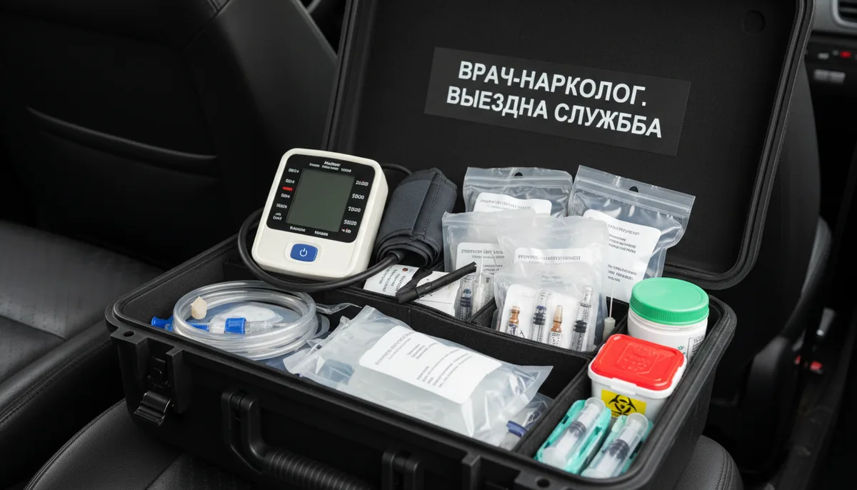 чемодан выездного врача-нарколога, портативный тонометр, инфузионные системы